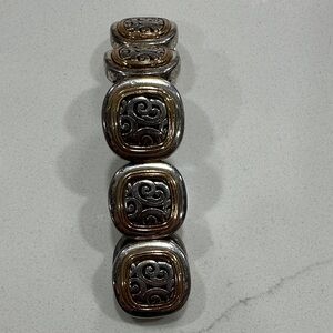 Brighton Adjustable Bracelet Two-tone Silver Plated JB3451 Chunky Squares